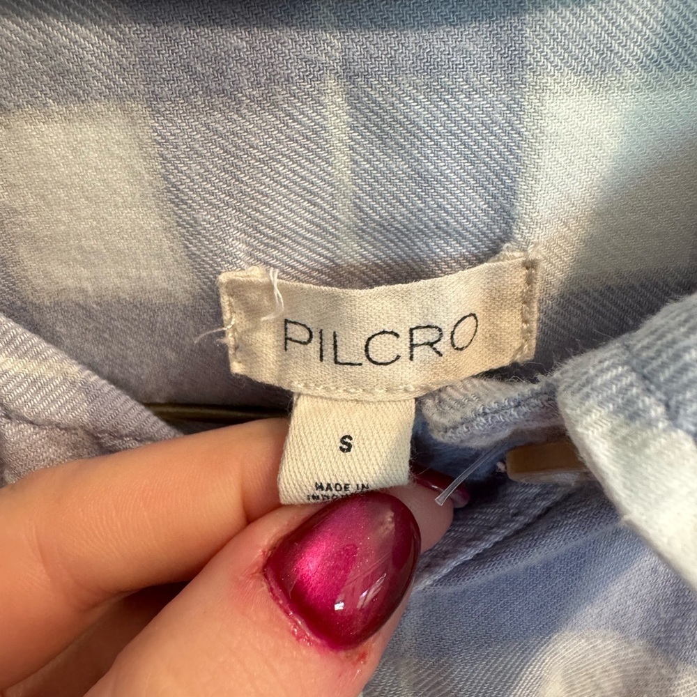 Pilcro Light Blue Checkered Button Down Shirt - Picture 3 of 7